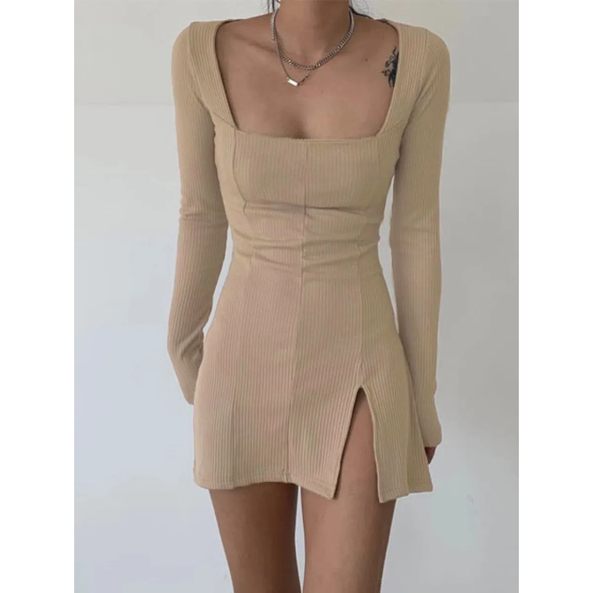Solid Casual Knitted Dresses