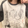 Loose Fit Cartoon Print T-Shirt Harajuku