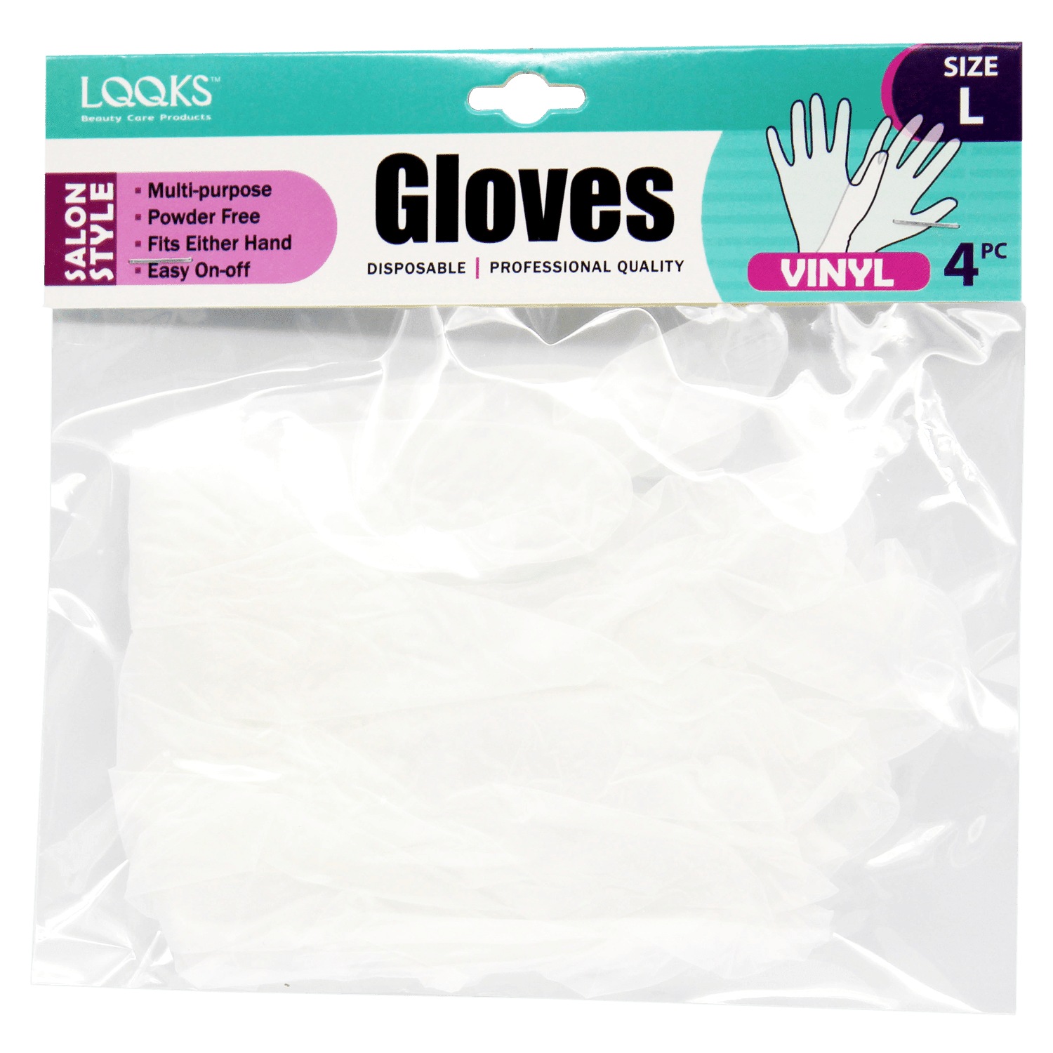 LQQKS VINYL GLOVES  4PC