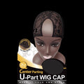 M & M U-PART WIG CAP CENTER PARTING BLACK-ADJUSTABLE STRIPS 5013