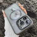 Magnetic Shockproof Transparent Phone Case with Stand Glass Lens Protection