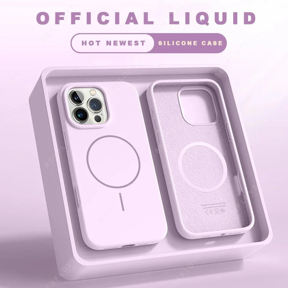 Strong Magnetic Silicone Phone Case – Wireless Charging Compatible (for iPhone 12-16 Series)
