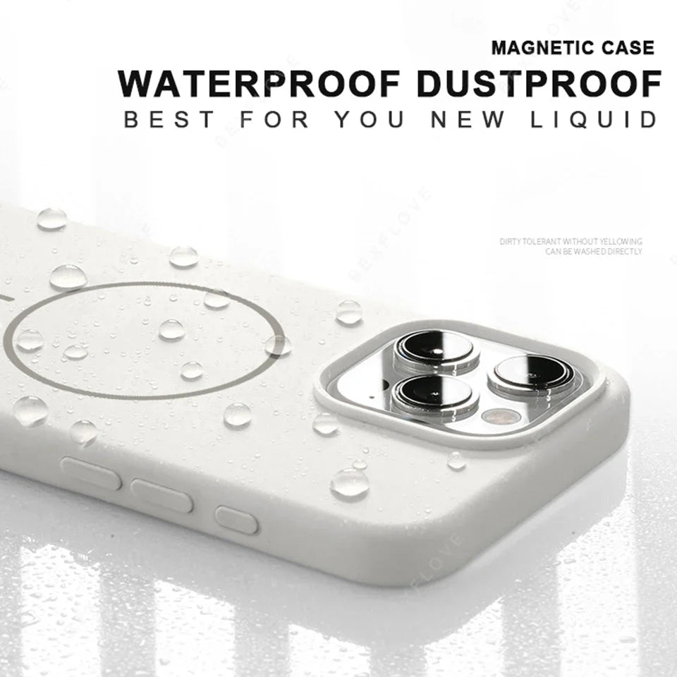 Strong Magnetic Silicone Phone Case – Wireless Charging Compatible (for iPhone 12-16 Series)
