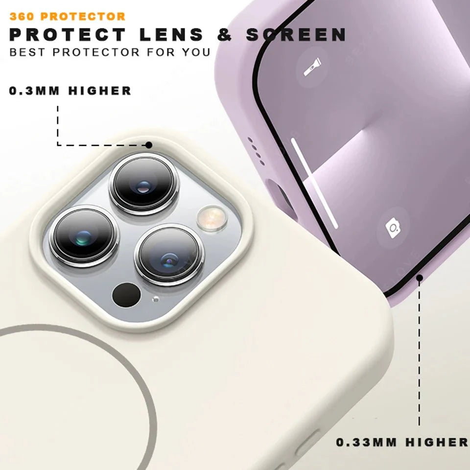 Strong Magnetic Silicone Phone Case – Wireless Charging Compatible (for iPhone 12-16 Series)