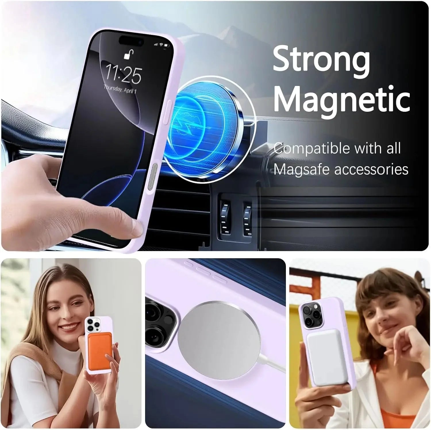 Strong Magnetic Silicone Phone Case – Wireless Charging Compatible (for iPhone 12-16 Series)
