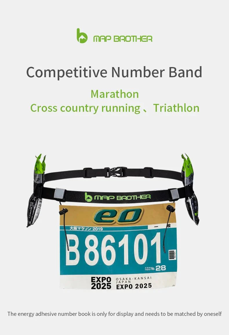 Race Number Belt – Marathon and Triathlon Running Belt with Gel Holder