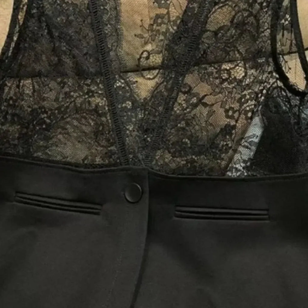 Lace Patchwork Peplum Vest – Elegant Gothic Lolita Sleeveless Top