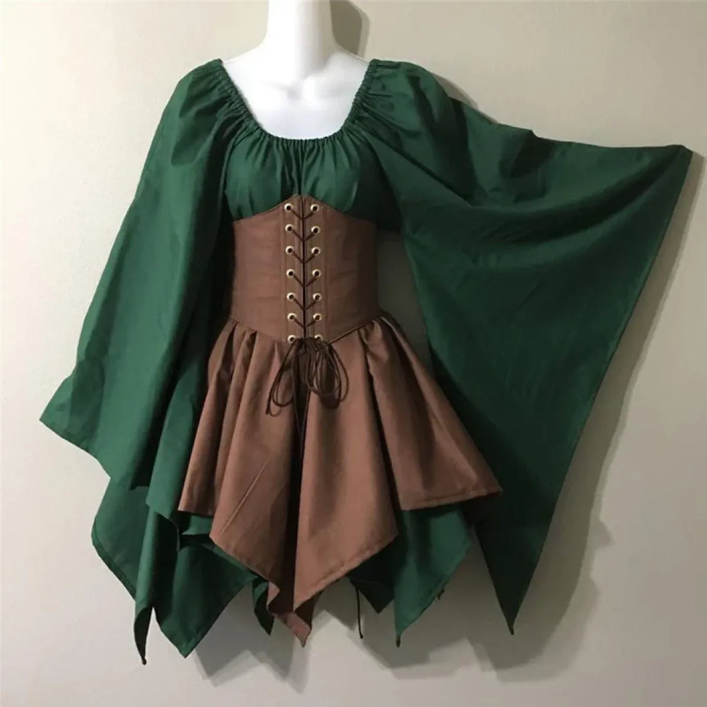 Medieval Renaissance Dress – Full Sleeve Costume with Corset