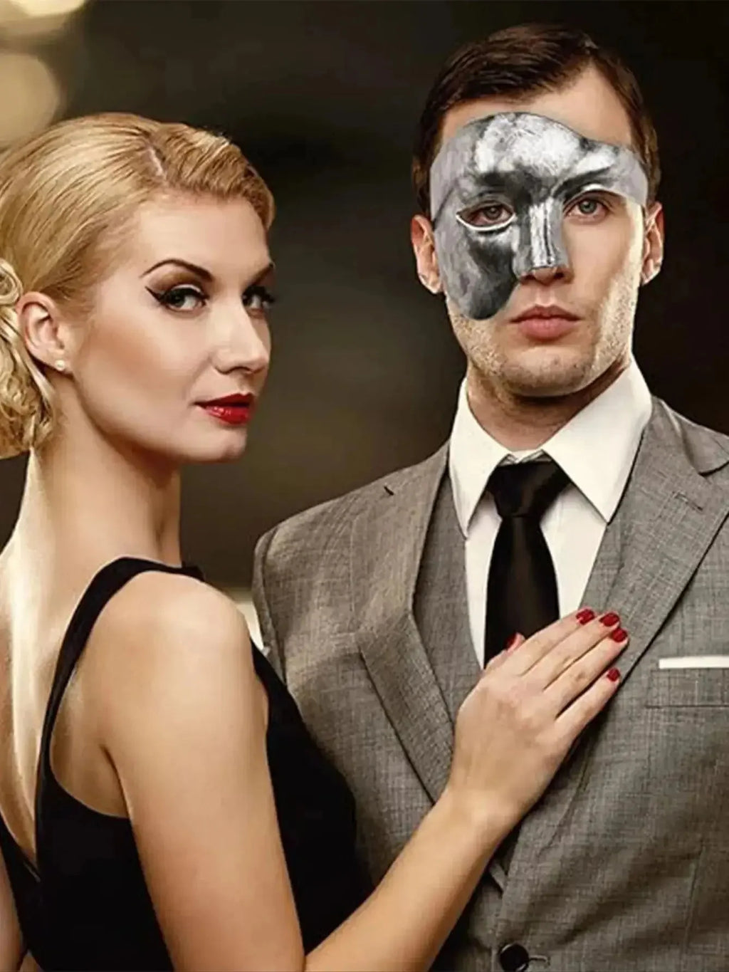 Men's Opera Phantom Half Mask – Classic Upper Half Face Party Accessory