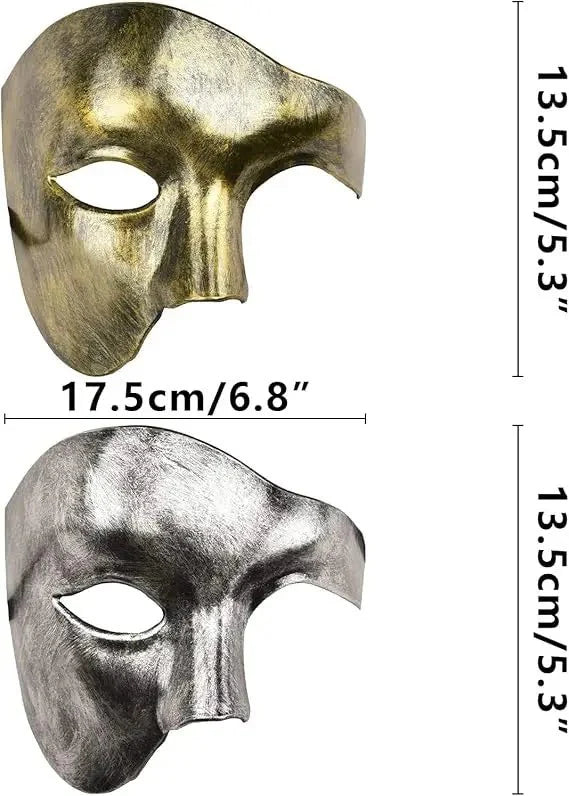 Men's Opera Phantom Half Mask – Classic Upper Half Face Party Accessory