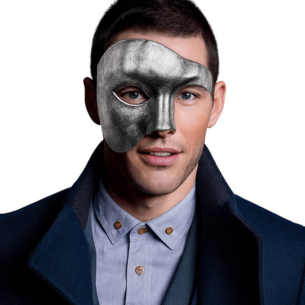 Men's Opera Phantom Half Mask – Classic Upper Half Face Party Accessory