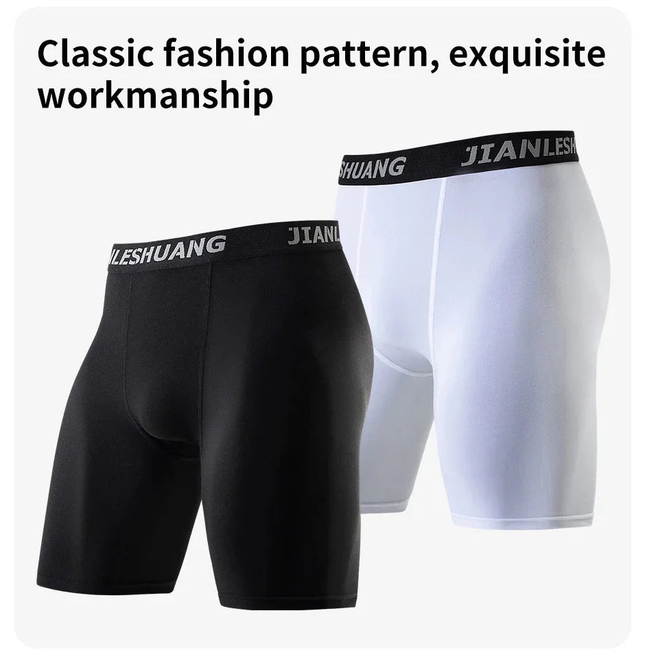 Men's Plus Size Black And White Long Sports Underwear