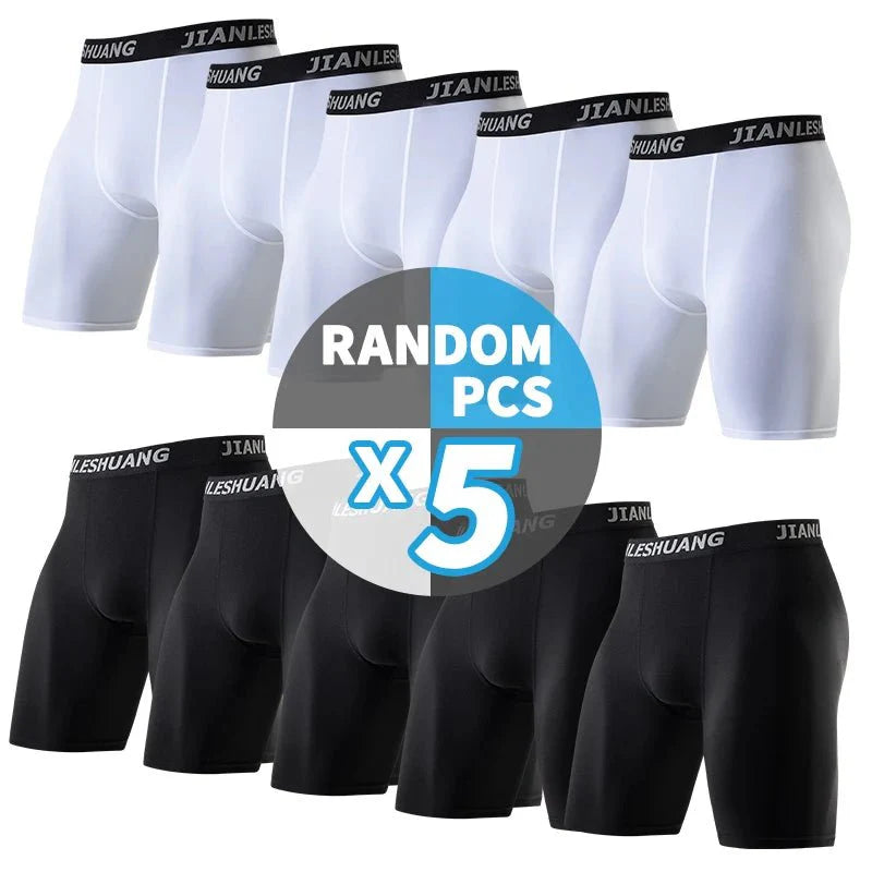 Men's Plus Size Black And White Long Sports Underwear