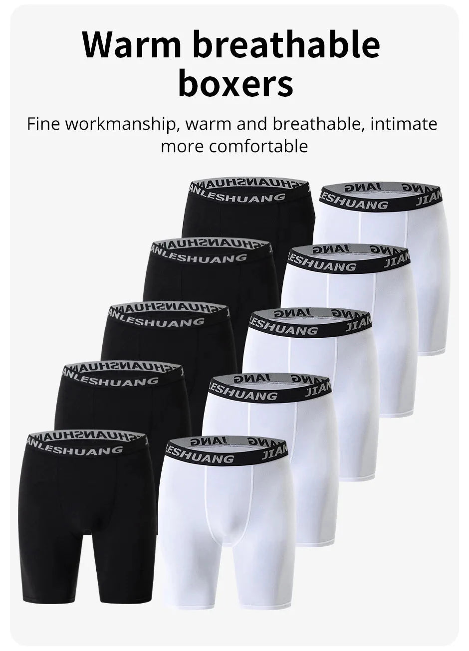 Men's Plus Size Black And White Long Sports Underwear
