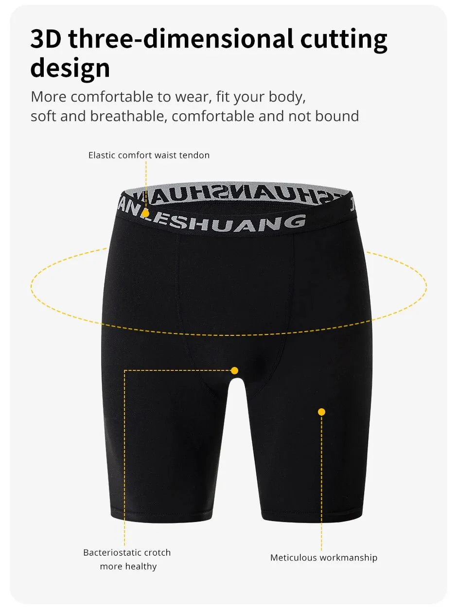 Men's Plus Size Black And White Long Sports Underwear