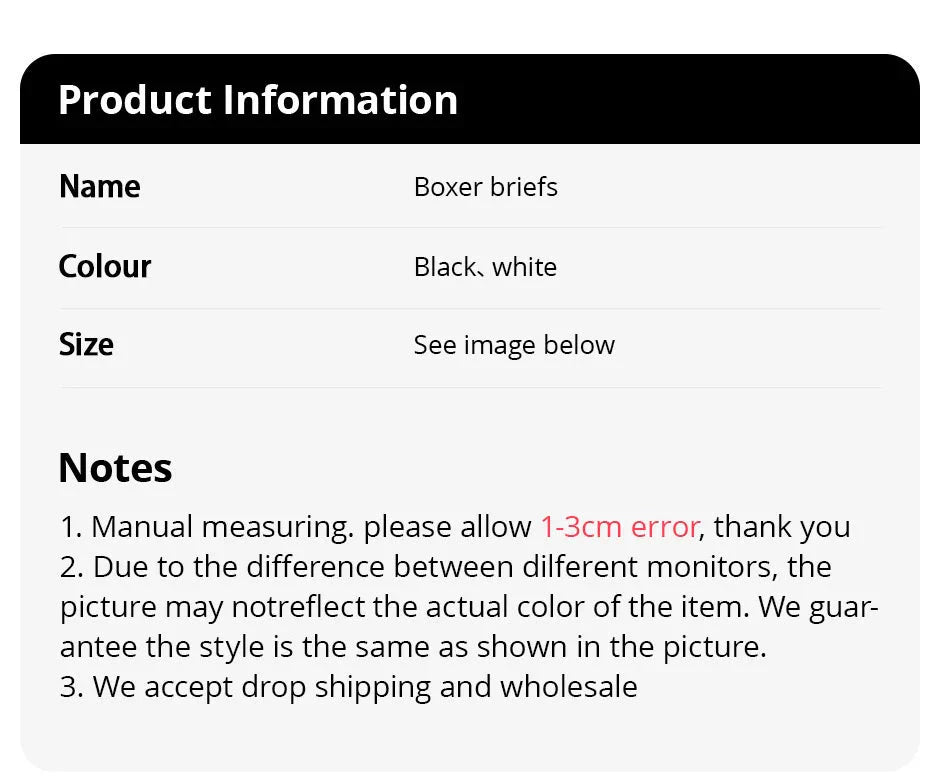 Men's Plus Size Black And White Long Sports Underwear