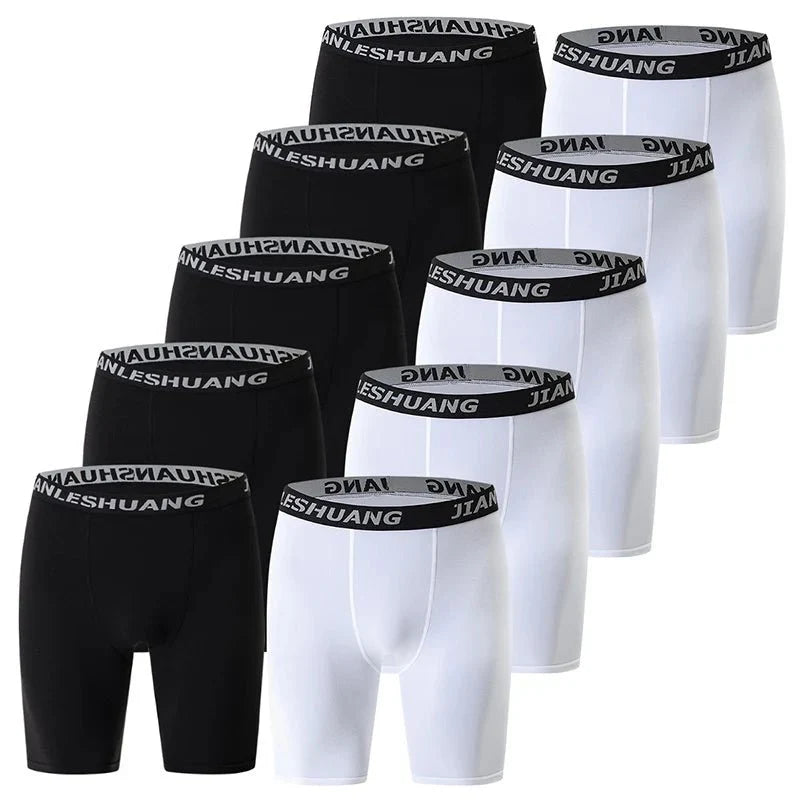 Men's Plus Size Black And White Long Sports Underwear