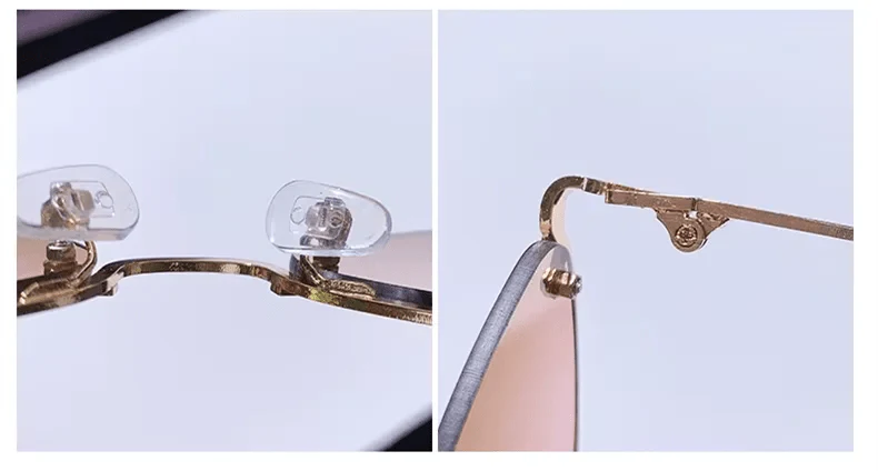 Metal Half-Frame Diamond Sunglasses | UV400 Gradient Geometric Shades