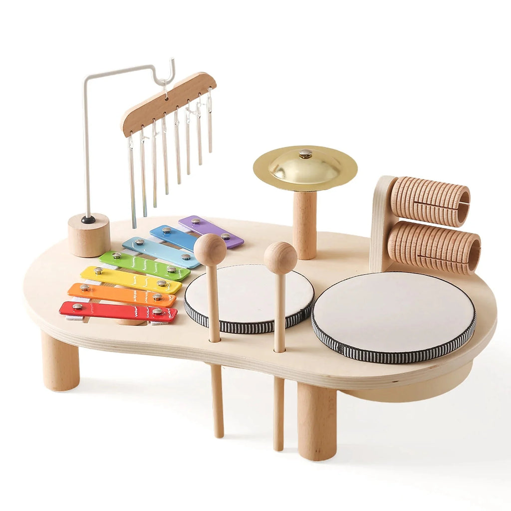 Montessori Wooden Baby Rain Stick – Rainbow Hourglass Music Rattle Toy