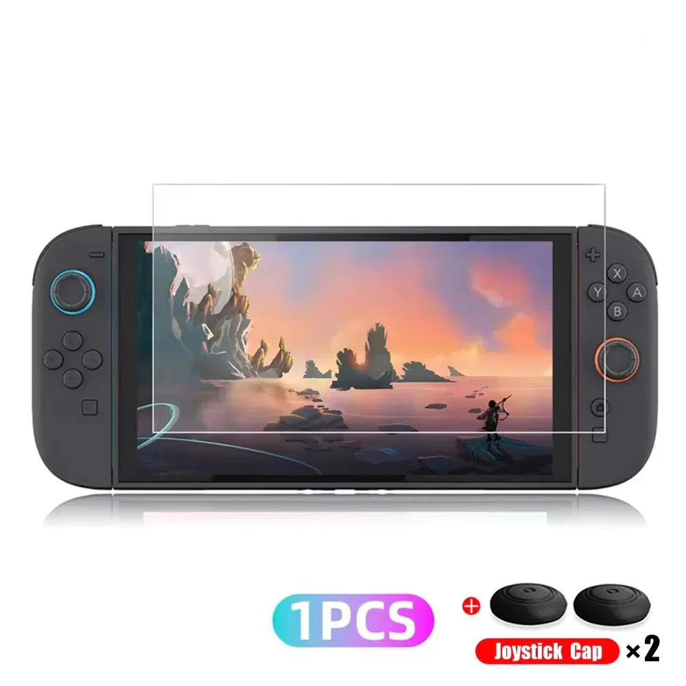 Nintendo Switch 2 Tempered Glass Screen Protector with Joystick Cap