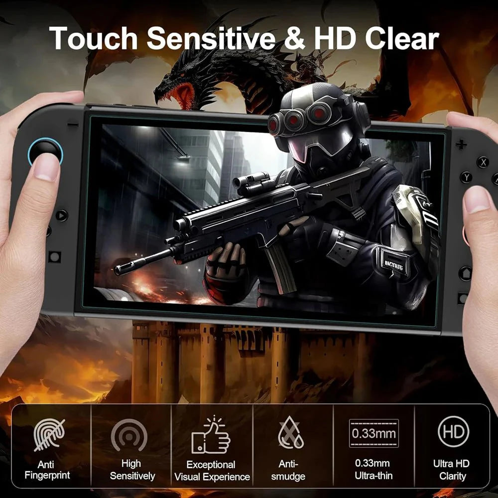 Nintendo Switch 2 Tempered Glass Screen Protector with Joystick Cap