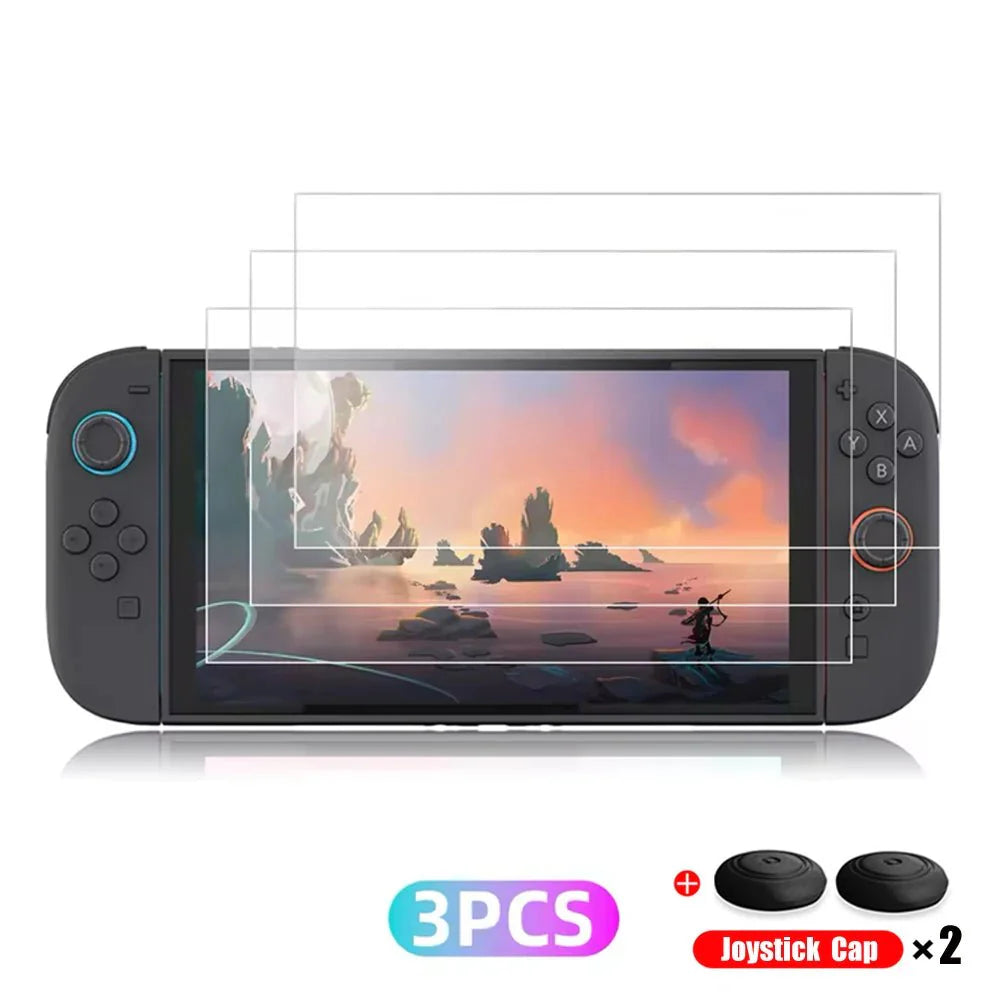 Nintendo Switch 2 Tempered Glass Screen Protector with Joystick Cap