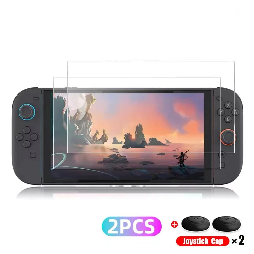 Nintendo Switch 2 Tempered Glass Screen Protector with Joystick Cap