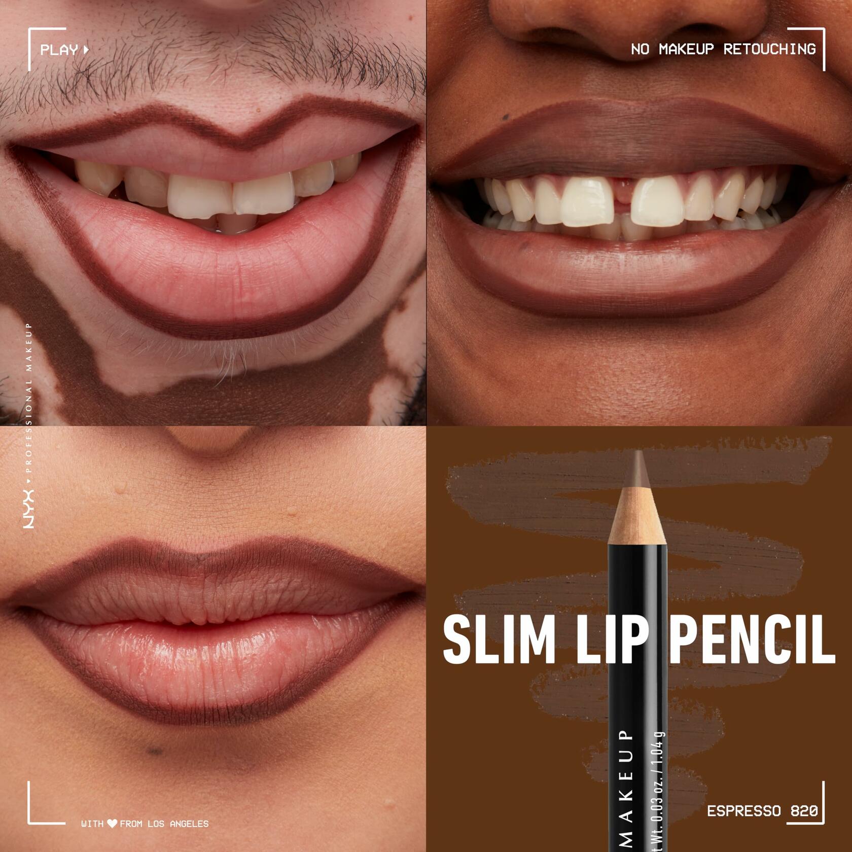 NYX PROFESSIONAL MAKEUP Slim Lip Pencil Espresso Creamy Long-Lasting 1 Count