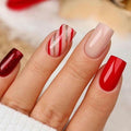 RIICFDD Christmas Press On Nails 24 Pcs White Snowflake Short Square Fake