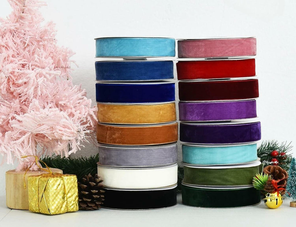 Abbaoww Hot Pink Velvet Ribbon 1 Inch x 25 Yards Single Face Crafts