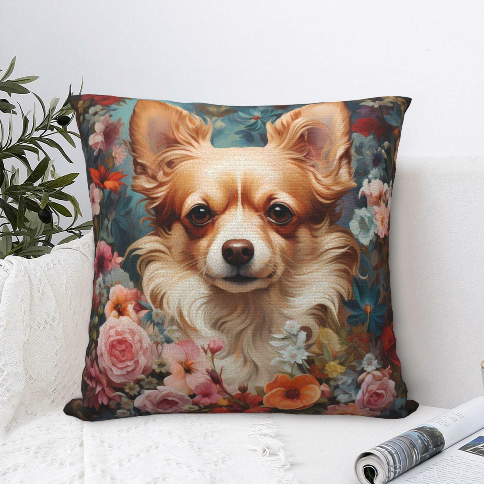 Keebik William Morris Dog Throw Pillow Cover Vintage Style Soft 18x18 Inch