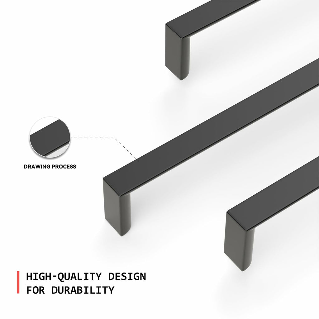 homdiy Cabinet Handles Matte Black 3.75in 96mm Hole Centers 10Pack