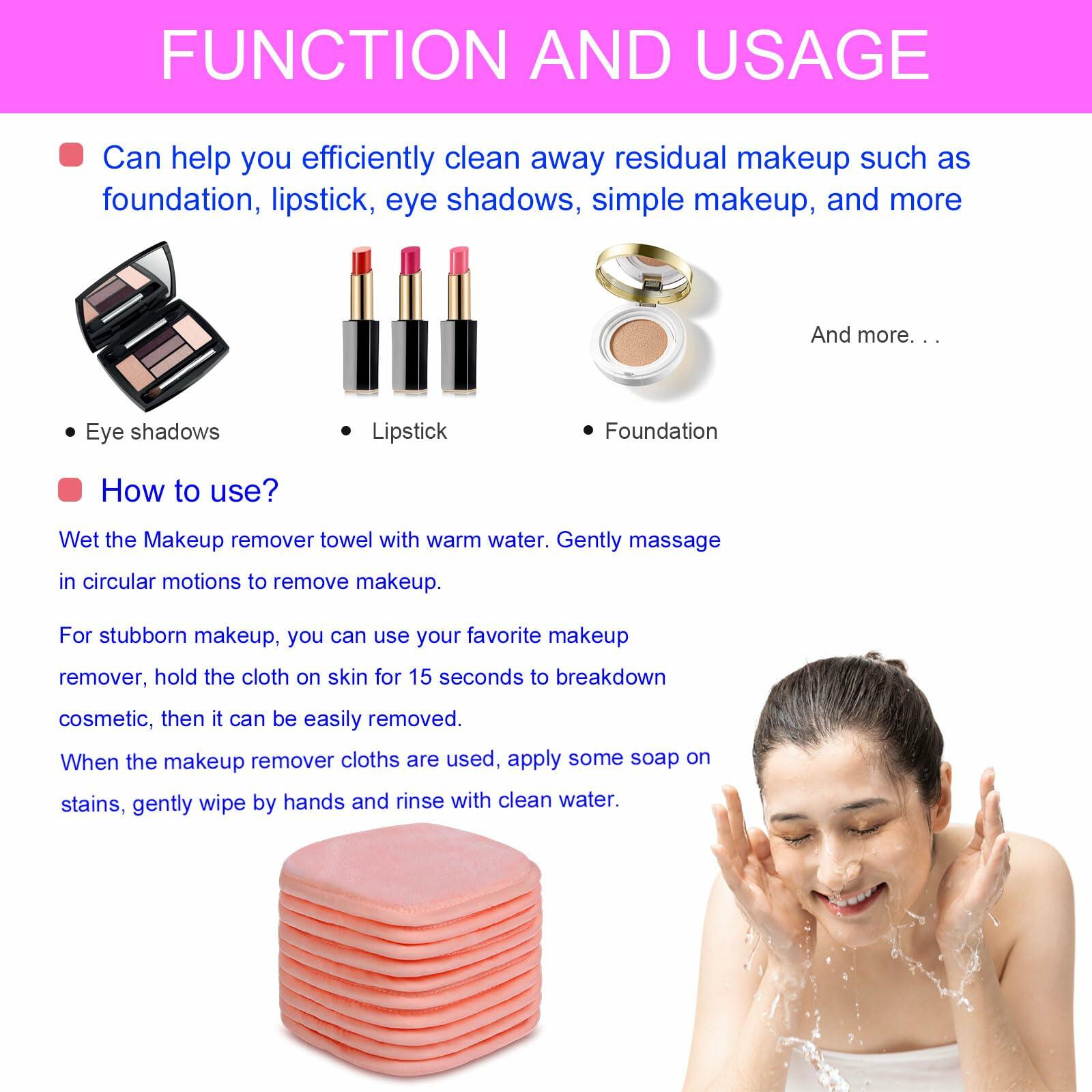 Extra Thick Reusable Microfiber Makeup Remover Cloths 10 Pack Pink Gift Box