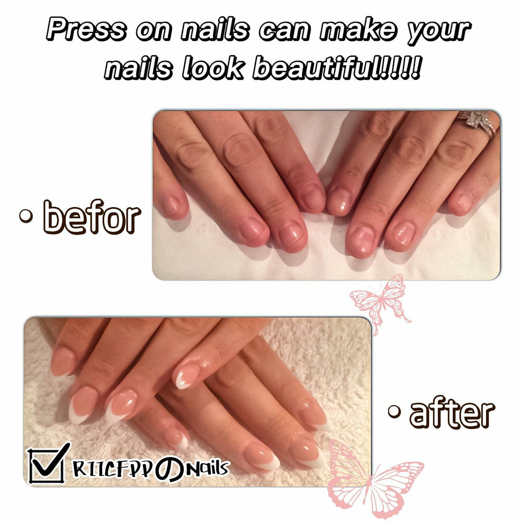 RIICFDD Summer Press On Nails Short Square Nude Pink Flower 24Pcs