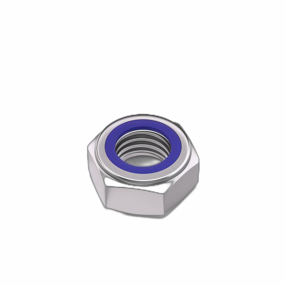 TESILANG M4 Nylon Insert Hex Lock Nuts 304 Stainless Steel Bright Finish 100pcs