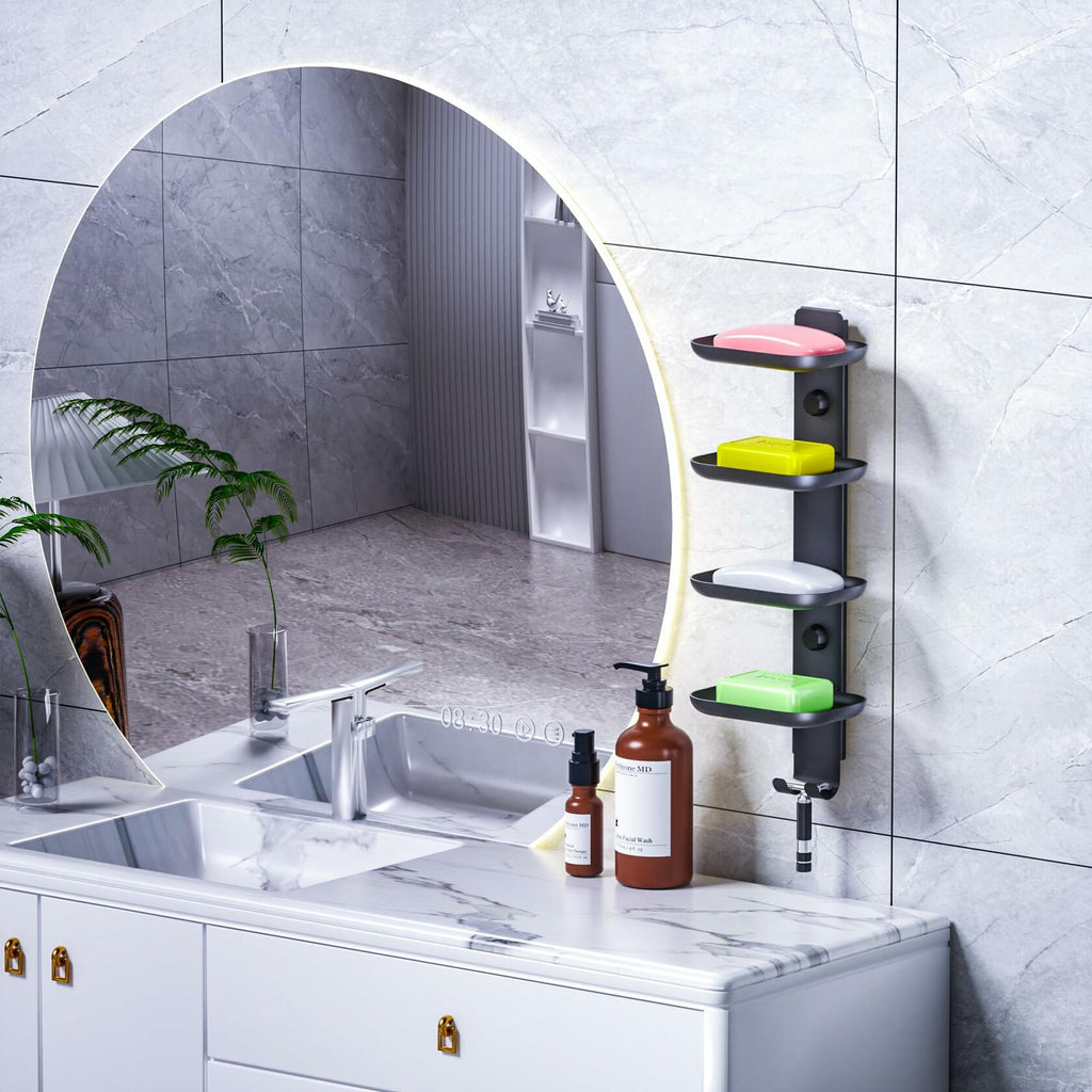 MAYZOLOP Soap Dish Holder Shower Wall Mount with 2 Hooks Bathroom