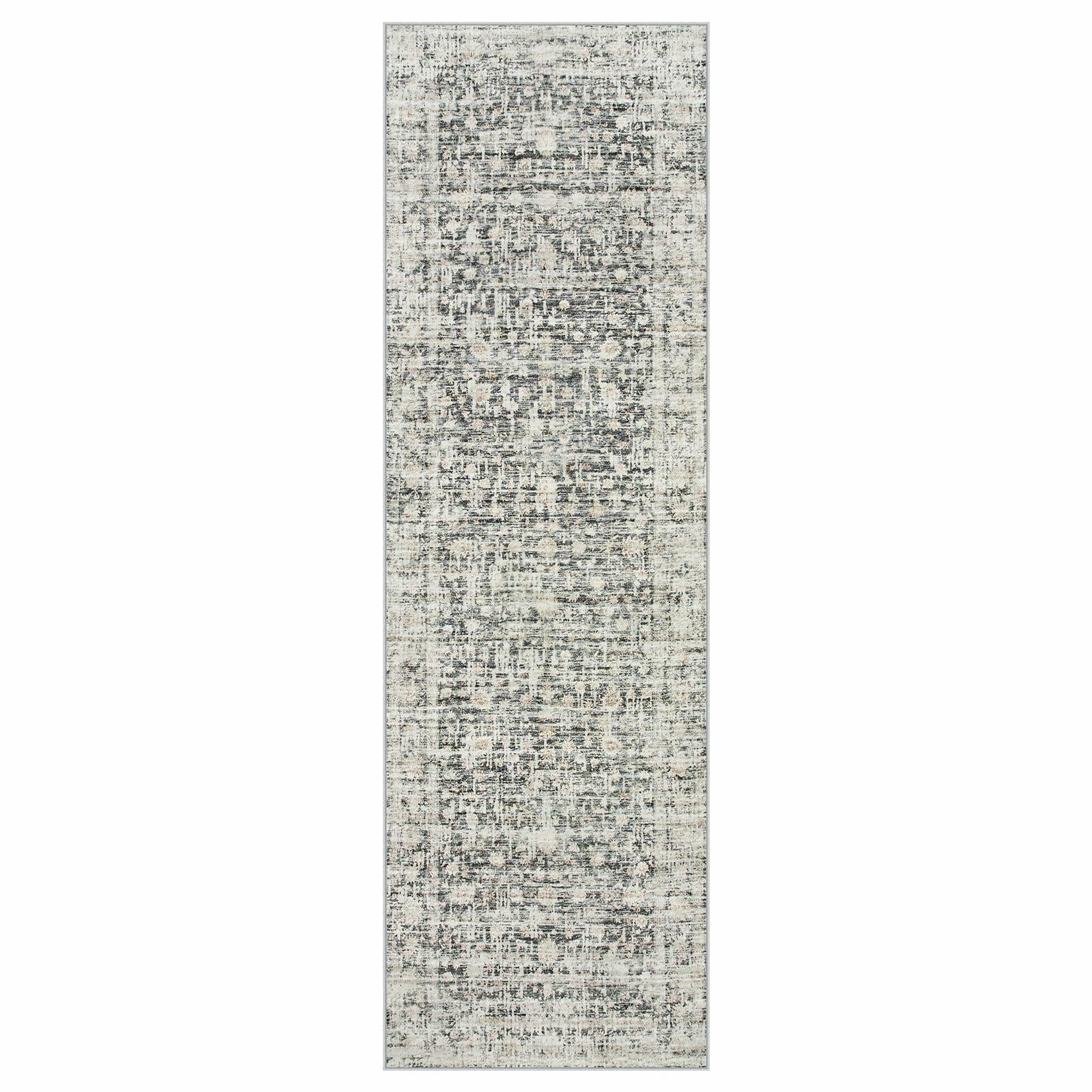 Hedlive Vintage Hallway Runner 2.6x8 Brick Red/White Non Slip Carpet