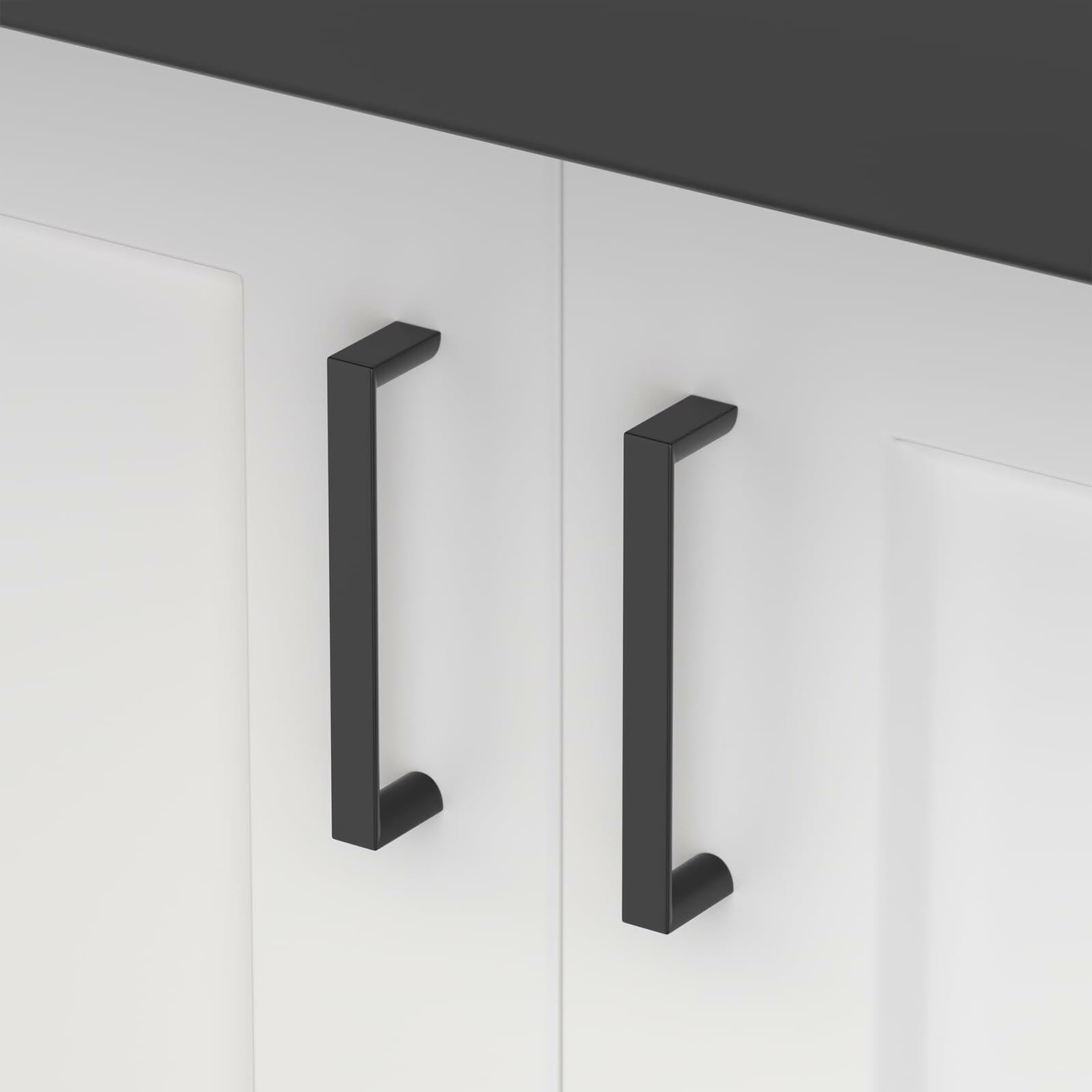 homdiy Cabinet Handles Matte Black 5in 128mm Hole Centers 25Pack