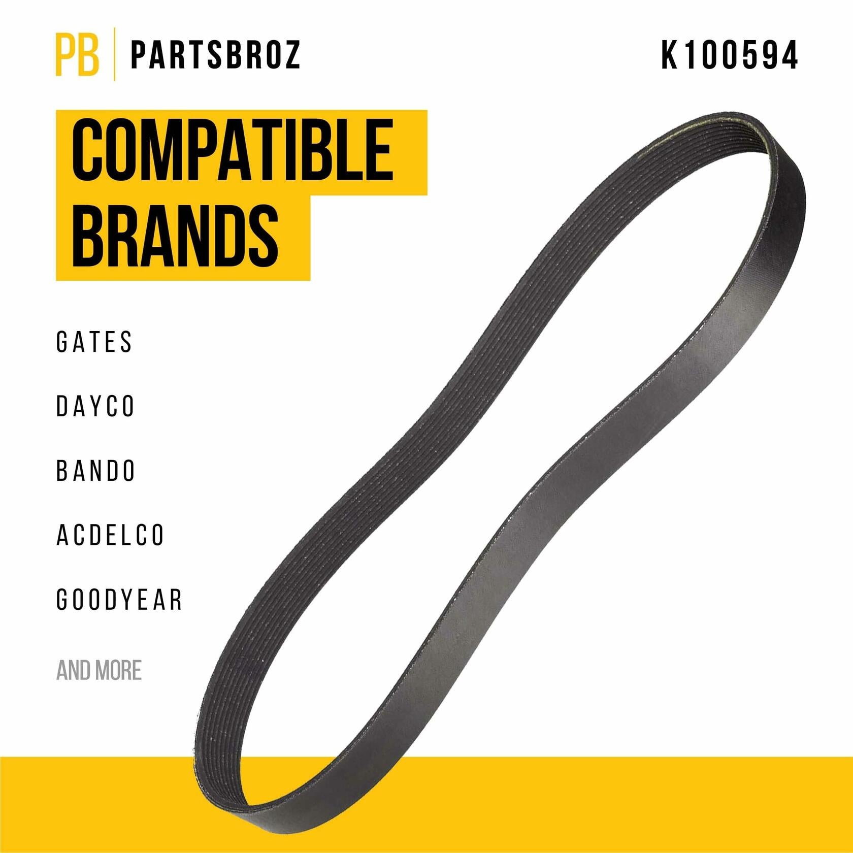 PartsBroz K060598 Micro-V Serpentine Drive Belt Compatible with Gates Black