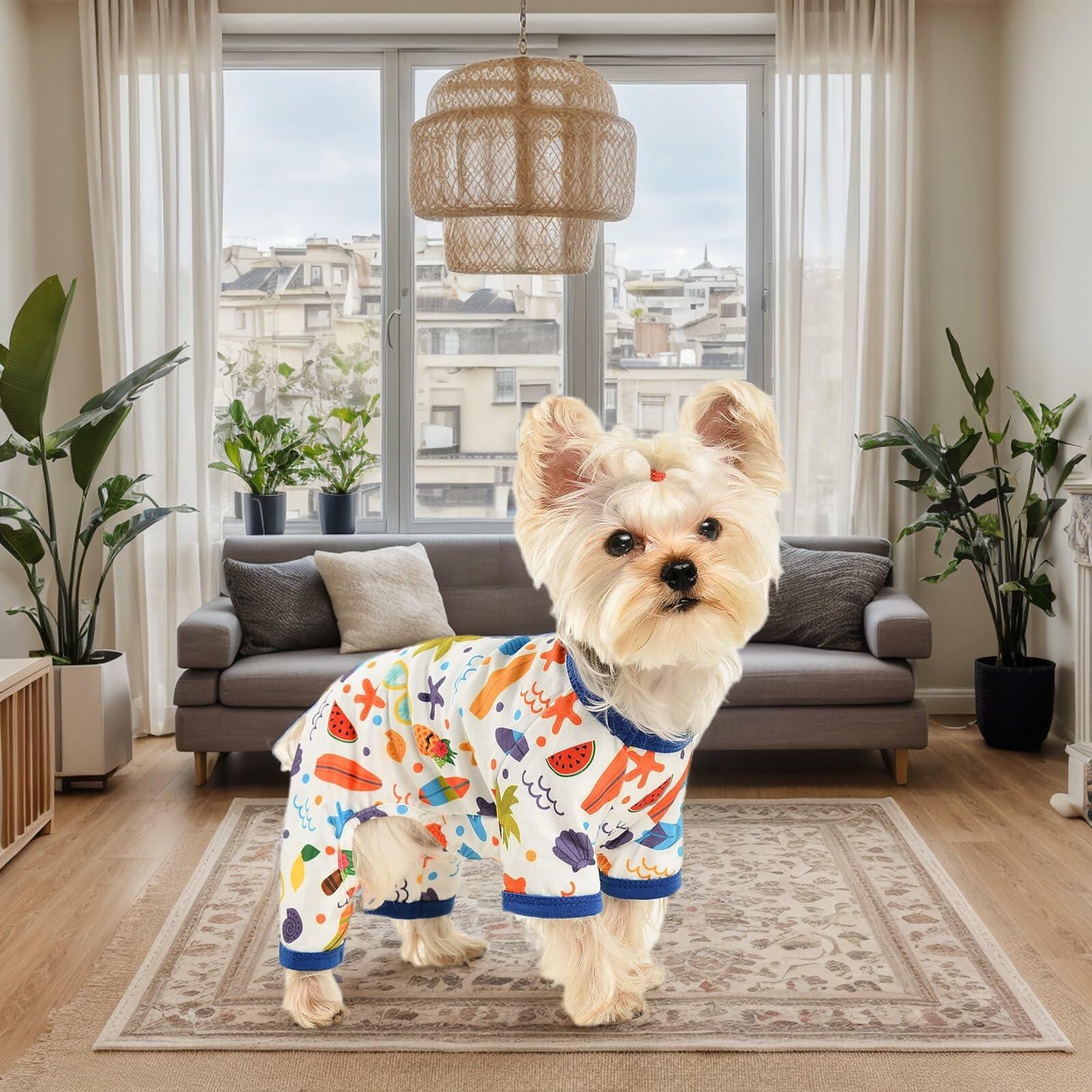 Dog Pajamas Small Chihuahua Yorkie Teacup Puppy Pjs Soft Pet Clothes Size 2XL