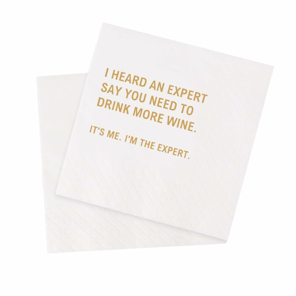 [Like New] VOWFOO Funny Quotes Cocktail Napkins 4.5x4.5in 2-Ply 100pcs White