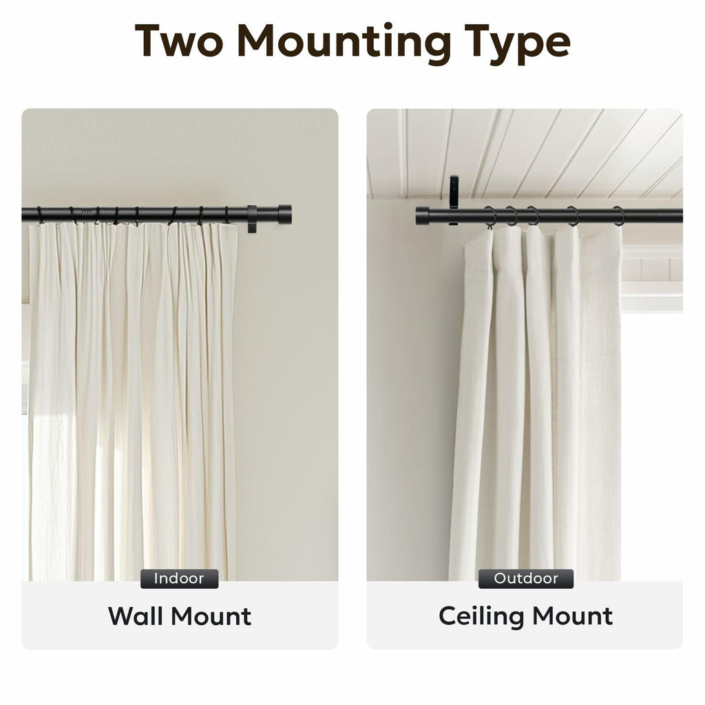 Zeerobee Adjustable Curtain Rod 66-120in Dark Grey Heavy Duty 1 Inch