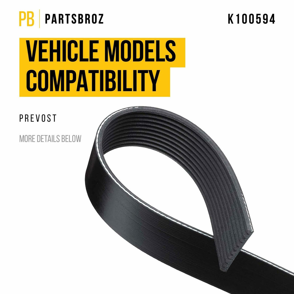 PartsBroz K070644 Micro-V Serpentine Drive Belt Compatible BMW Black