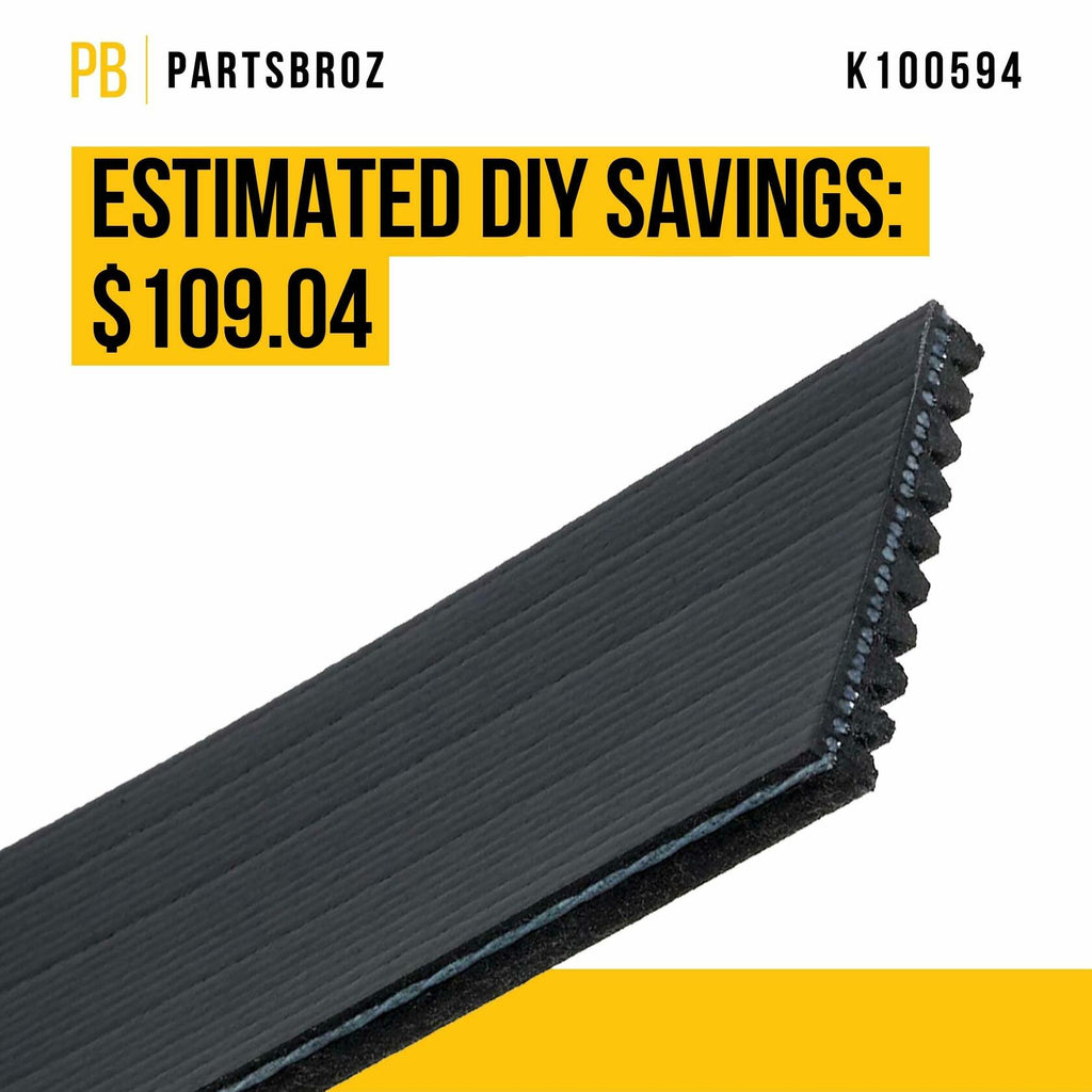 PartsBroz K070644 Micro-V Serpentine Drive Belt Compatible BMW Black