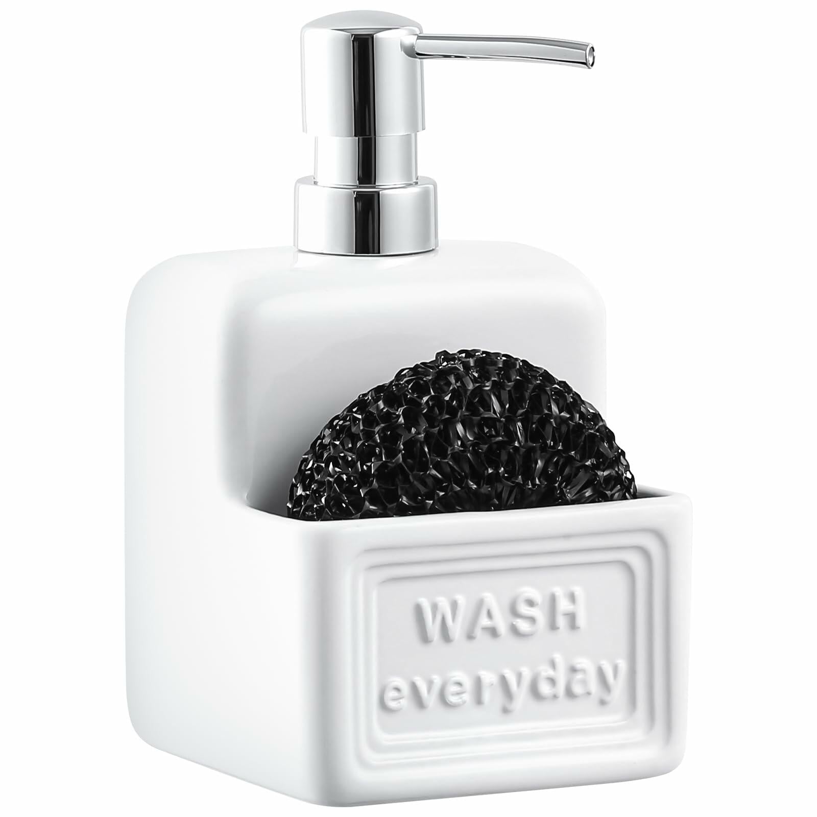 RQYIXI Ceramic Dish Soap Dispenser with Sponge Holder 2 Pack Kitchen