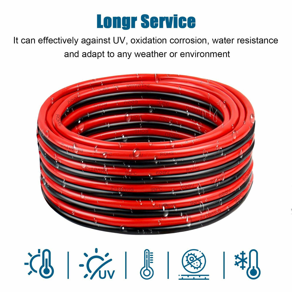 14 Gauge Copper Wire 2 Conductor 14 AWG Battery Cable 200FT Oxygen Free
