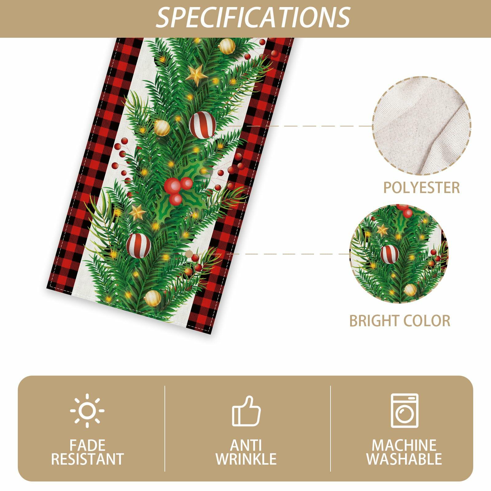 Linen Christmas Table Runner Winter Xmas Decorations 13x72 Inch