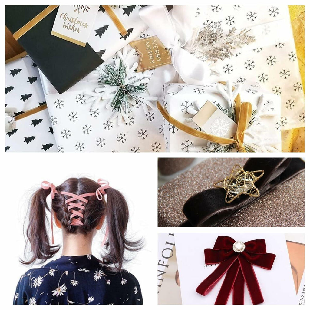 Abbaoww Coffee Velvet Ribbon 5/8 Inch 25 Yards Single Face Velvet Ribbon