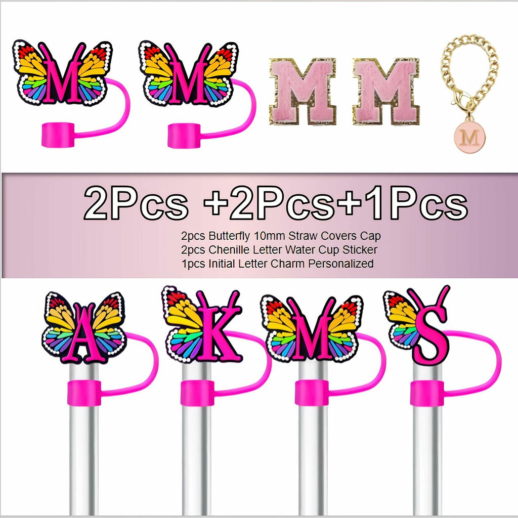 Stanley Straw Covers Chenthy 2pcs Topper 1pc Alphabet Charm 2pcs Stickers L