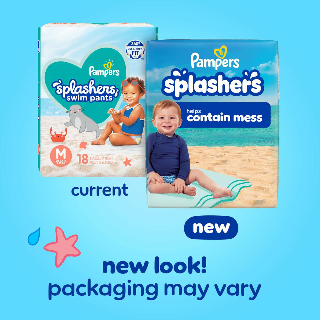 Pampers Swim Diapers Splashers Gap-Free Disposable Baby Swimming Pants Size 4